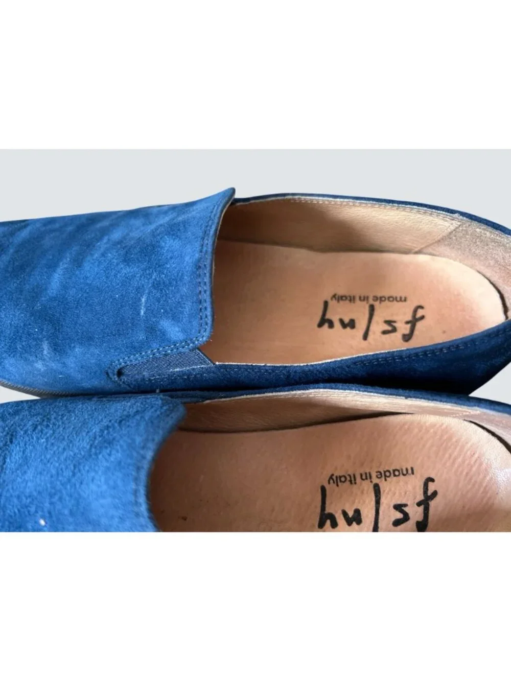 French Sole Italian-Made Blue Suede Slip-On Loafers Size 39 Comfortable & Stylis - Picture 7 of 8